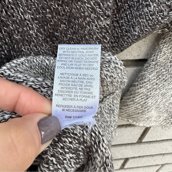 Adam by Adam Lippes Gray Ombre Knit V-Neck Tunic Sweater Cotton Boho Artsy Chic - Picture 7 of 10